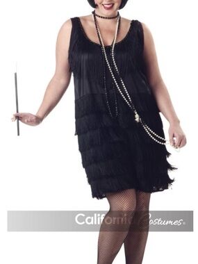 California Costumes Black Fringe Flapper Dress Plus Size Women’s Gatsby Costume